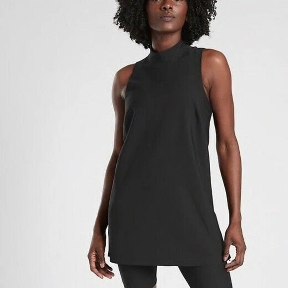 Athleta Interstellar Bike Tunic Top Sleeveless Black Womens Sz XL Side Zippers - Picture 1 of 8